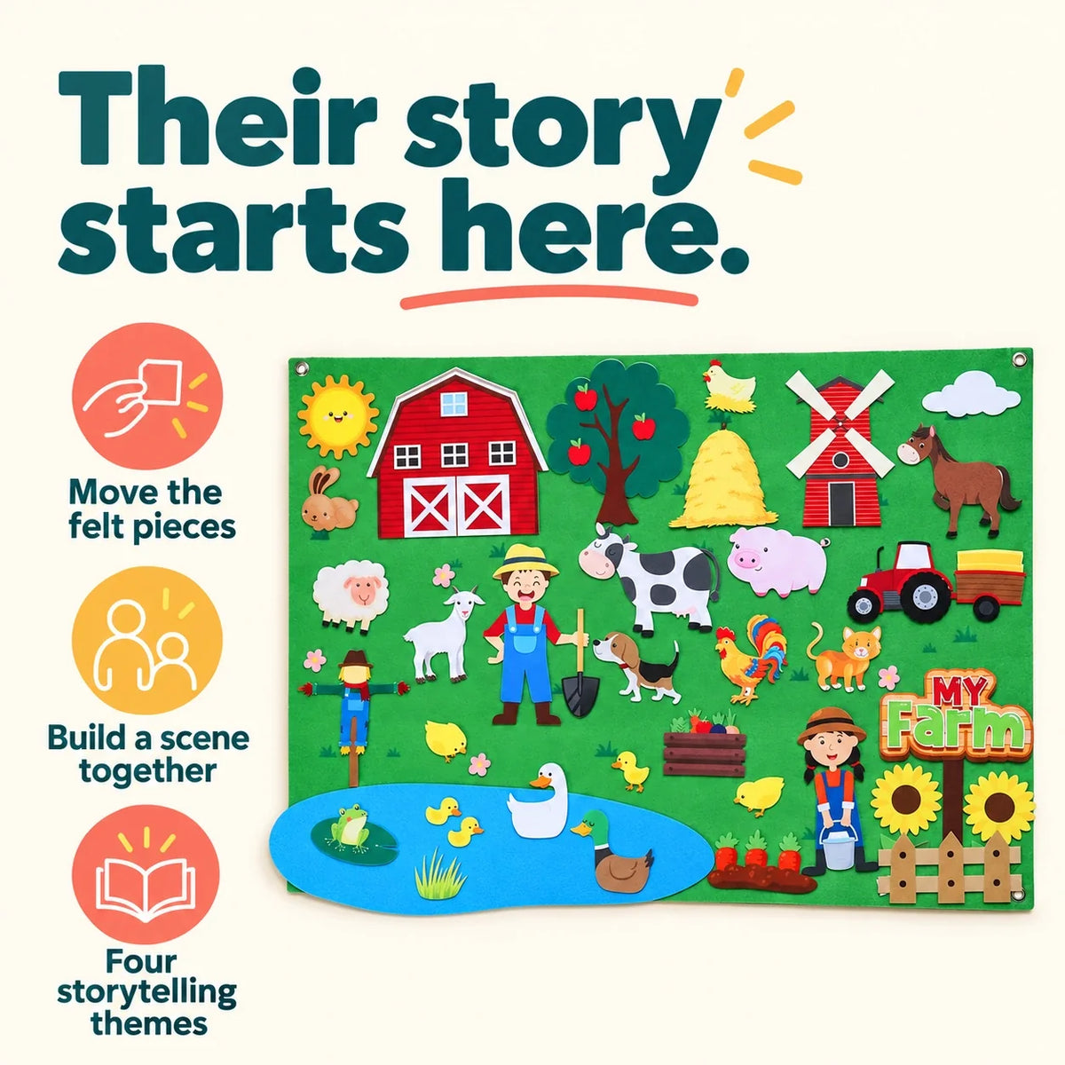 Felt Storyboard Play Set — play features