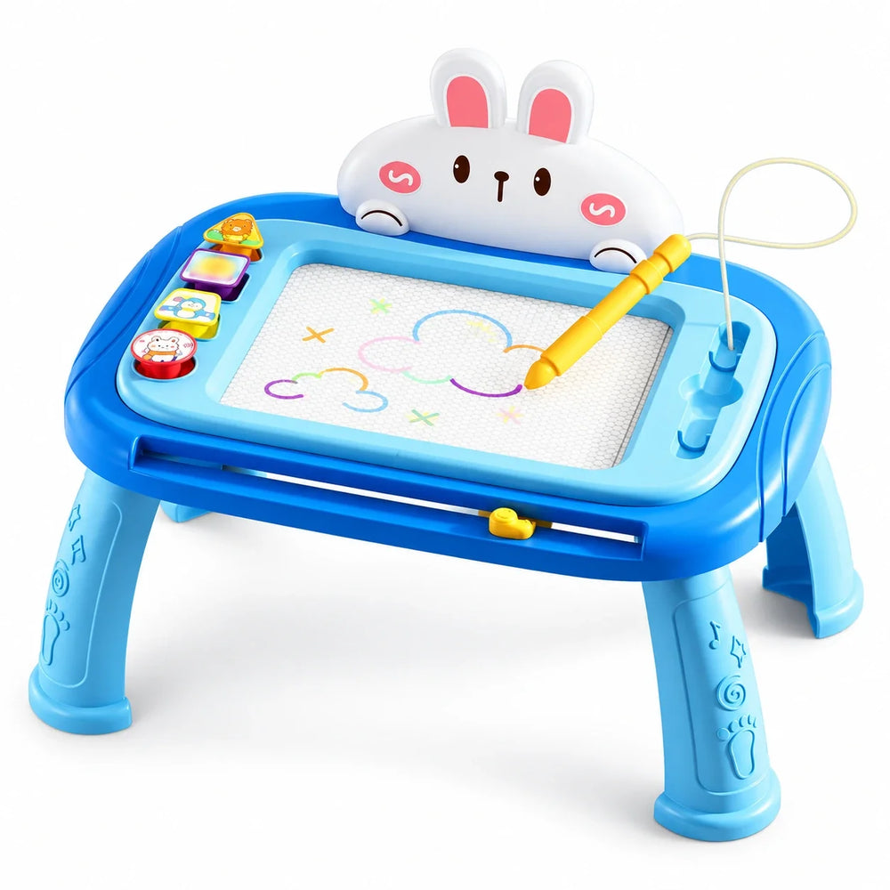 Draw & Play Magnetic Table — Blue Bunny Table, white background