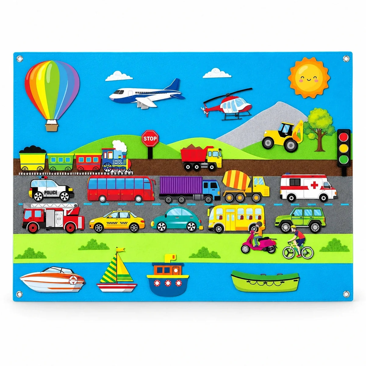 Felt Storyboard Play Set — Vehicles, white background