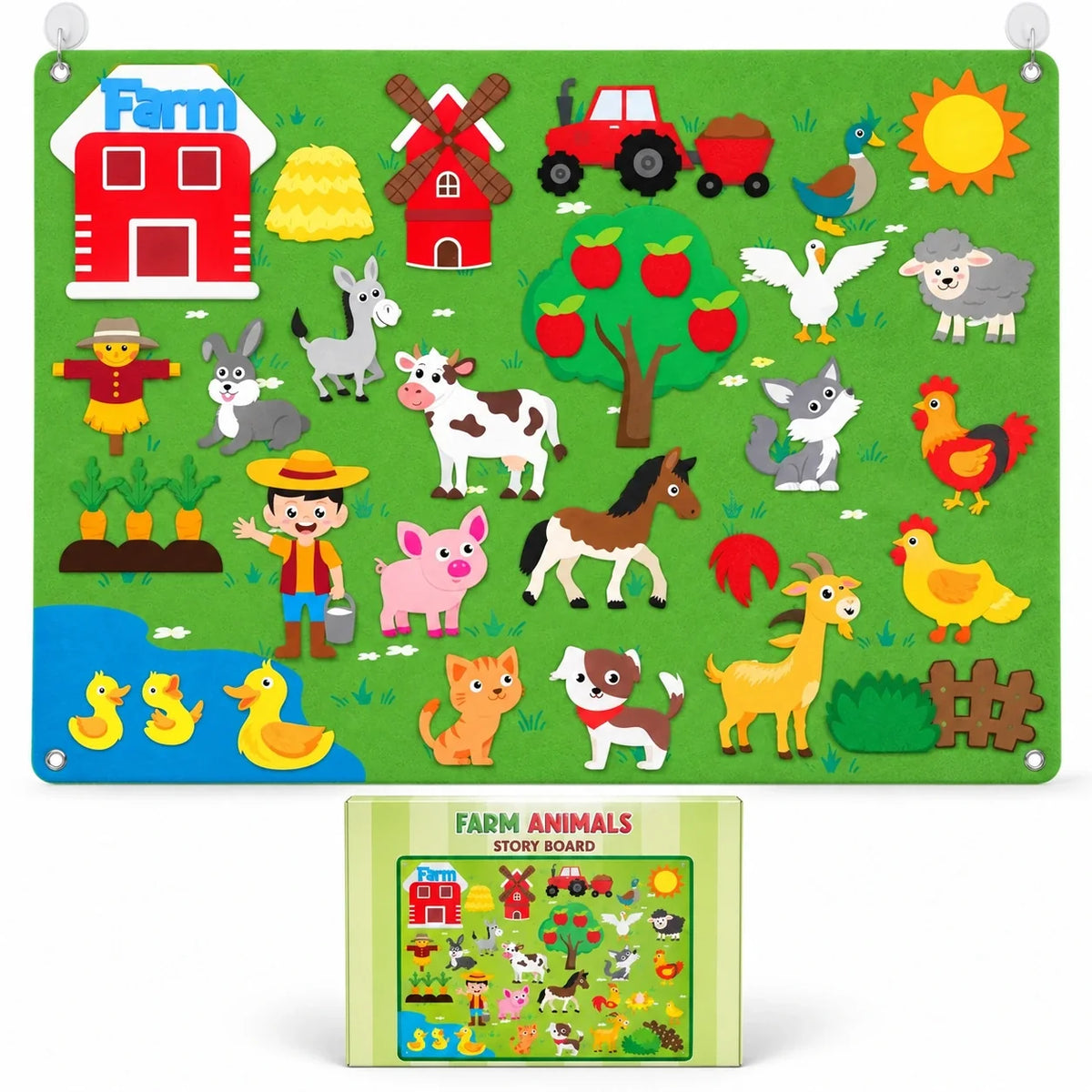 Felt Storyboard Play Set — Farmyard Scene 2, white background