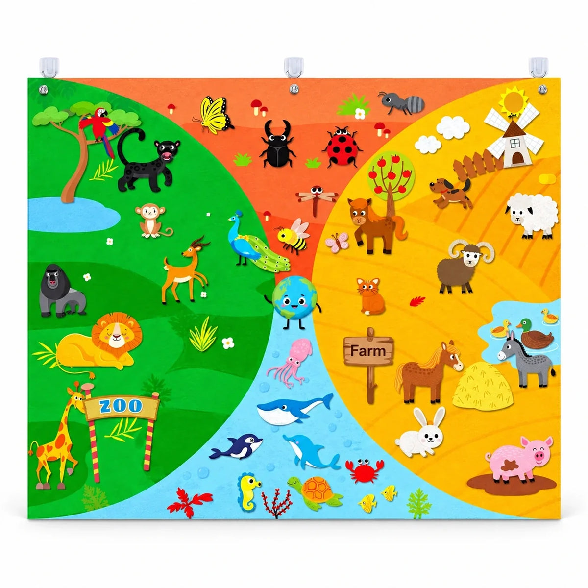 Felt Storyboard Play Set — Animal World, white background