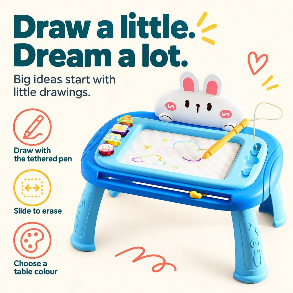 Draw & Play Magnetic Table — play features