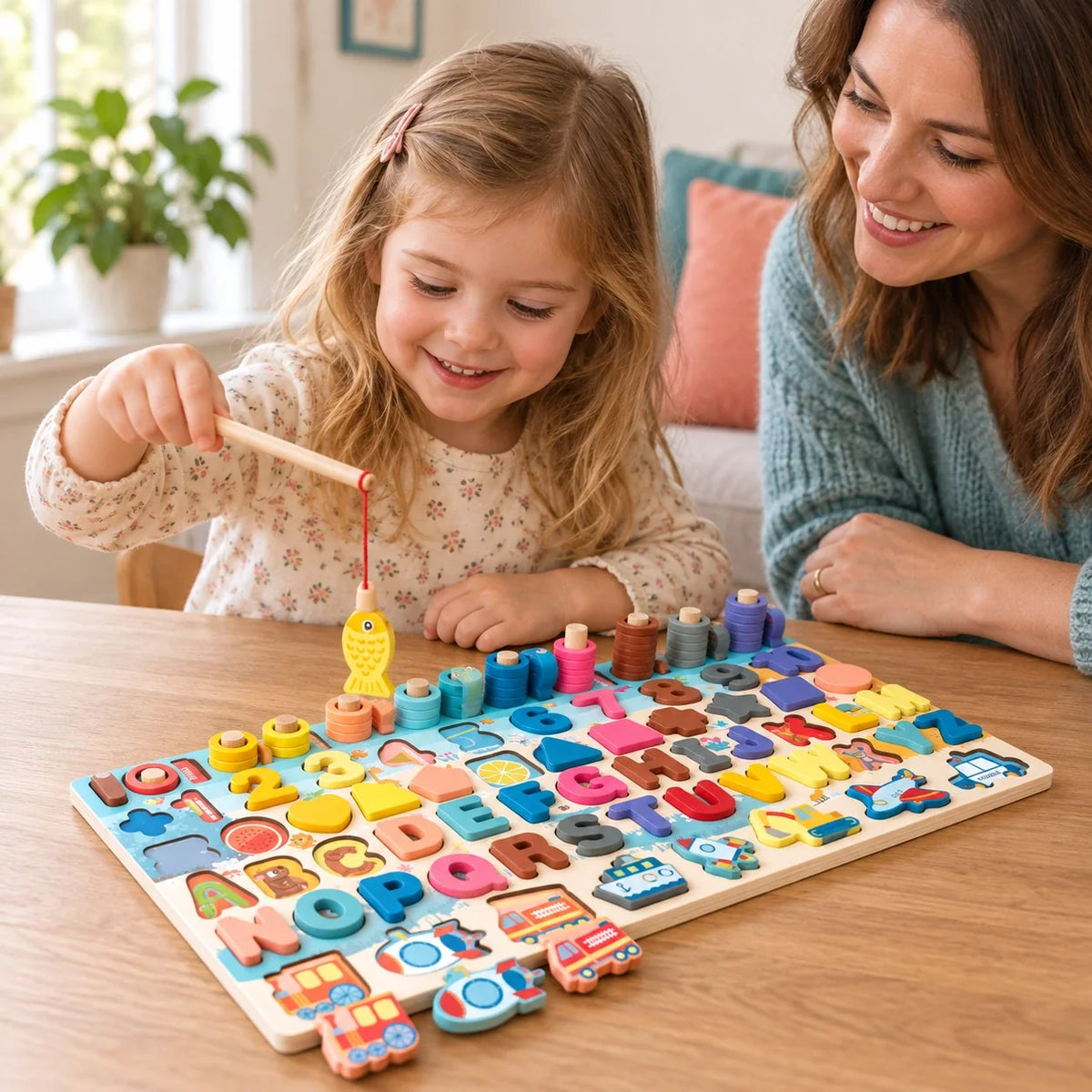 Fishing & Matching Board — supervised play