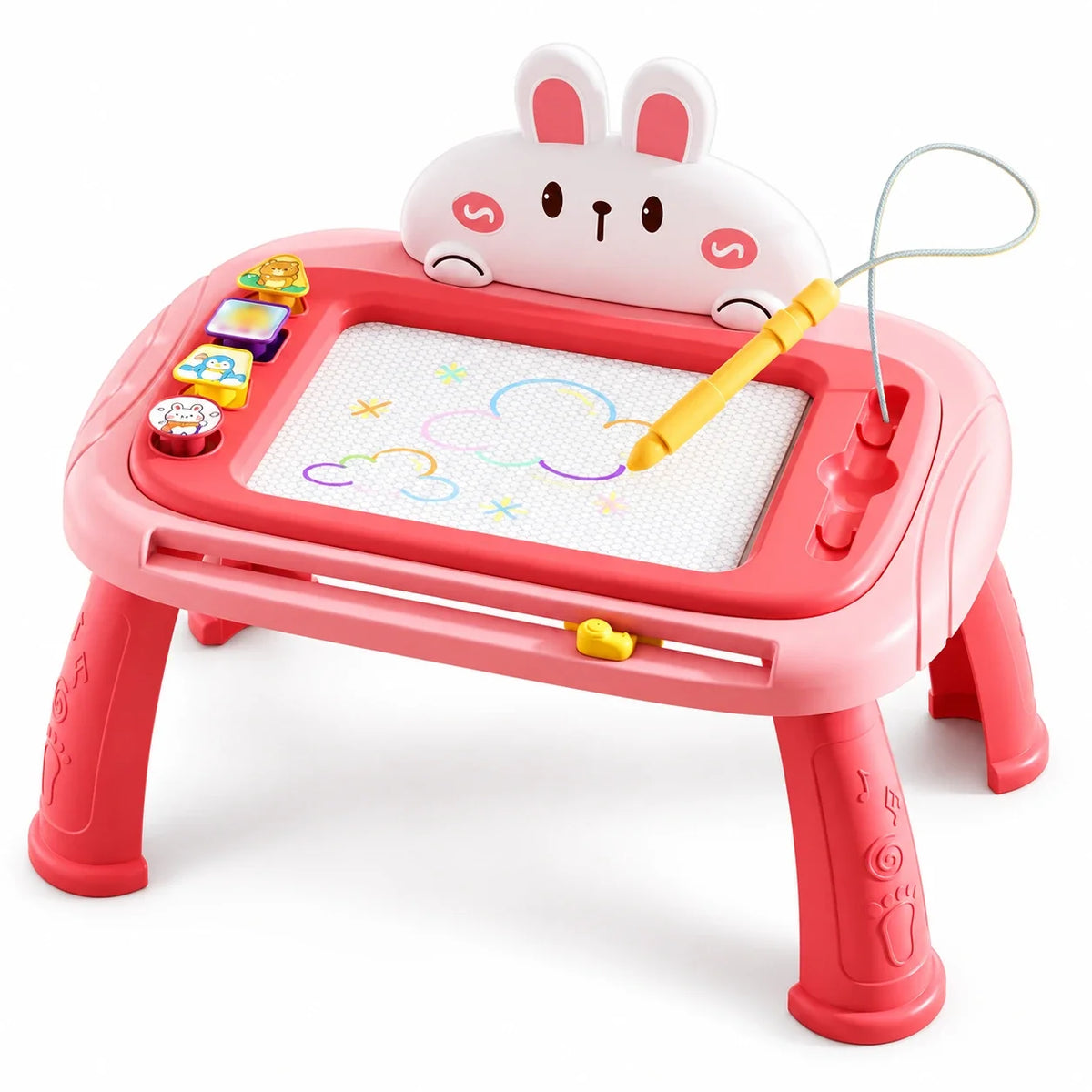 Draw & Play Magnetic Table — Pink Bunny Table, white background
